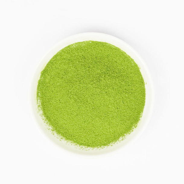 Eisai pure matcha powder in white dish organic ceremonial matcha powder japan