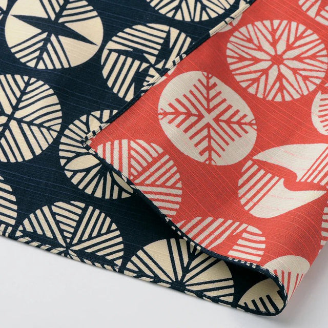 104 Isa Monyo Large Reversible Furoshiki Pine Navy (Blue / Red) - Purematcha Australia
