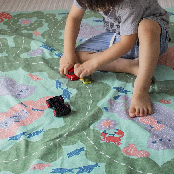 104 KATA KATA Furoshiki Sea Otter Blue - Purematcha Australia