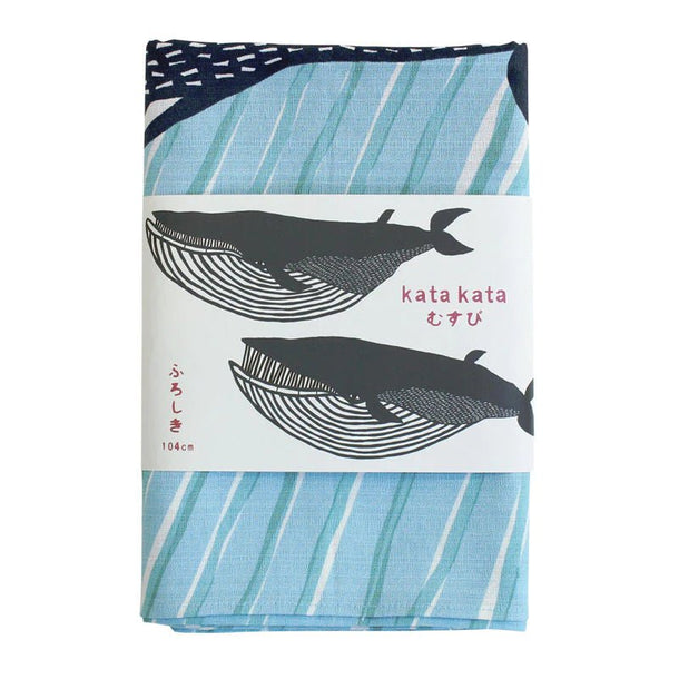 104 KATA KATA Furoshiki Whale Blue - Purematcha Australia