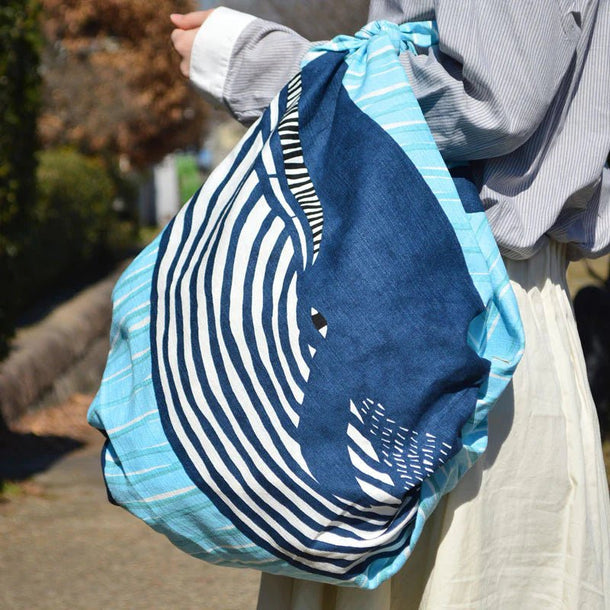 104 KATA KATA Furoshiki Whale Blue - Purematcha Australia