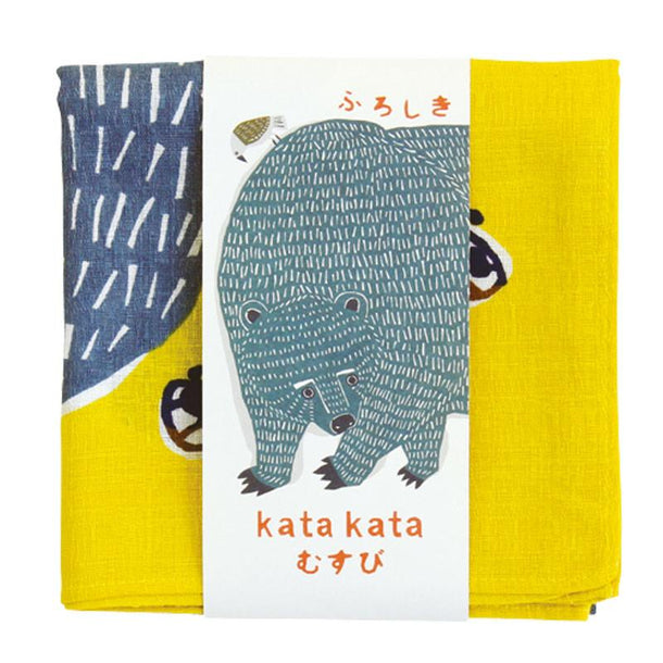 50 KATA KATA Furoshiki Bear and Bird Yellow - Purematcha Australia