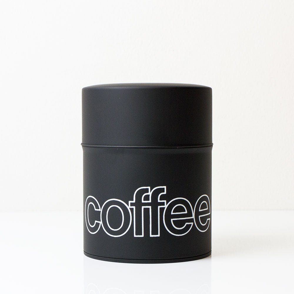 Airtight Coffee Canister Matte Black in Tin Plated Steel (375g) Purematcha Australia