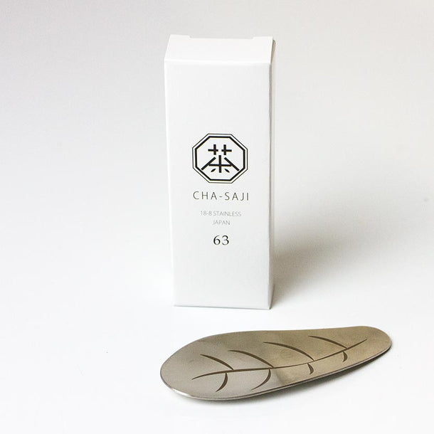 Cha-Saji Tea Scoop With Tea Leaf Motif (Stainless Steel) - Purematcha Australia
