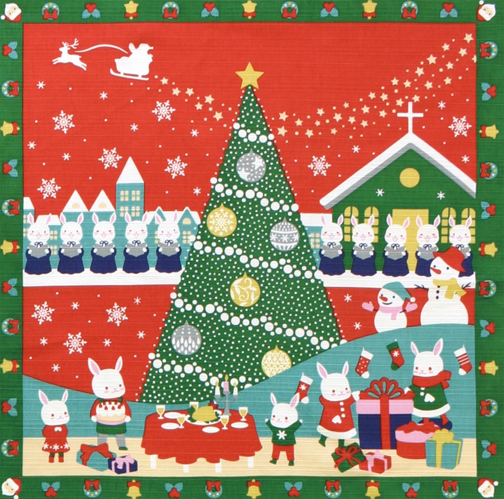 Christmas Night Furoshiki Gift Wrapping Cloth - Purematcha Australia