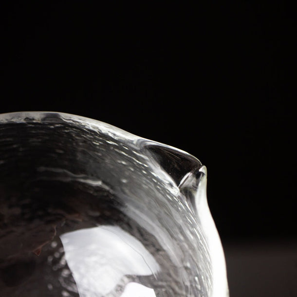 Glass Matcha Bowl with Spout (500ml Textured Glass) - Purematcha Australia