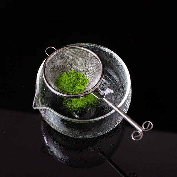 Glass Matcha Bowl with Spout (500ml Textured Glass) - Purematcha Australia