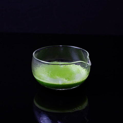 Glass Matcha Bowl with Spout (500ml Textured Glass) - Purematcha Australia