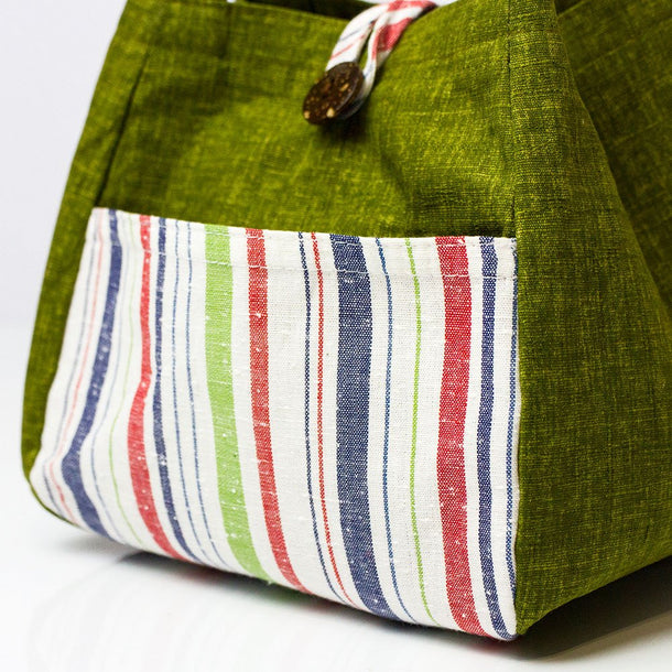 Mini Tote Bag with Stripes (Enshu Cotton) - Purematcha Australia