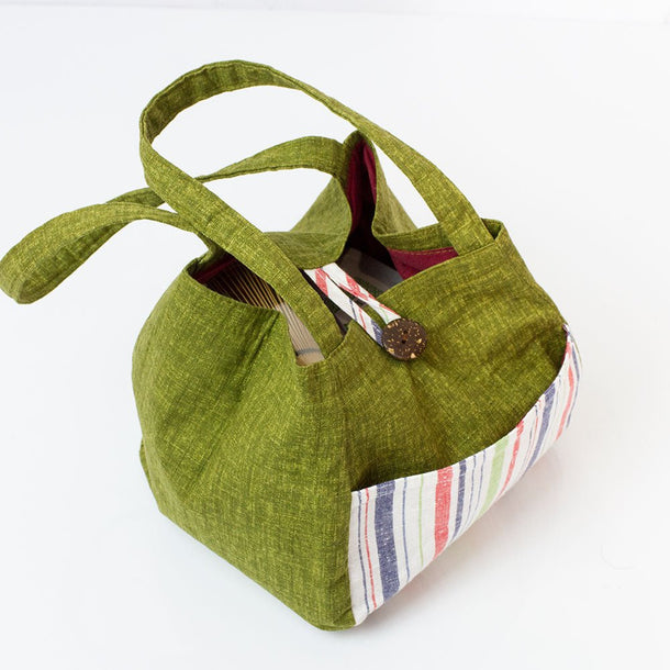 Mini Tote Bag with Stripes (Enshu Cotton) - Purematcha Australia