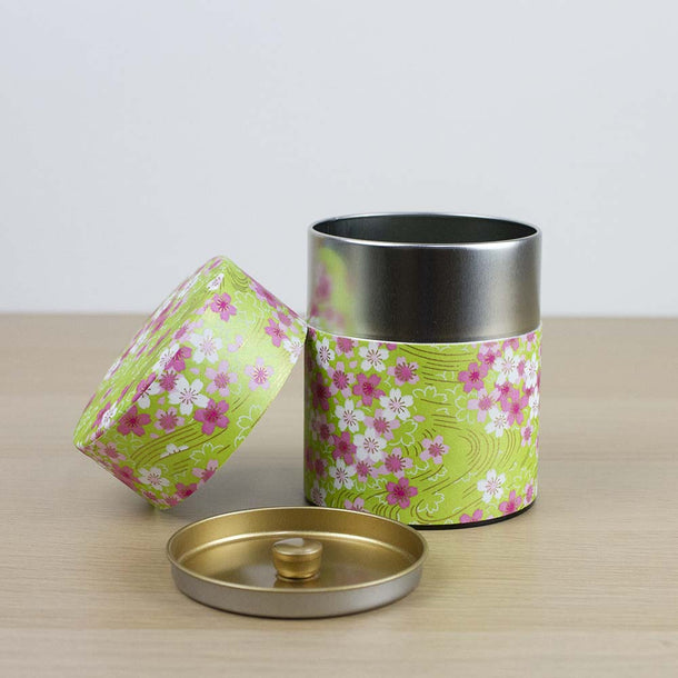 SAKURA Green 200g Washi Wrapped Tea Canister (Wide) - Purematcha Australia