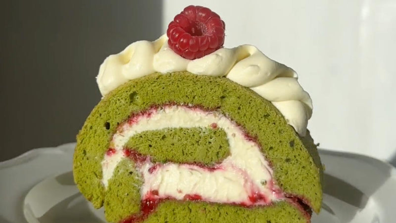 Matcha Raspberry Swiss Roll Recipe