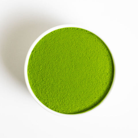 Pure matcha green tea powder stone mill JAS organic bulk matcha in white dish