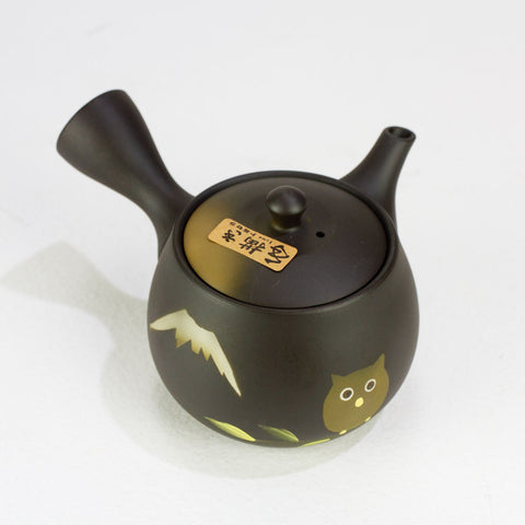 handpainted dark clay japanese teapot made in tokoname Japan