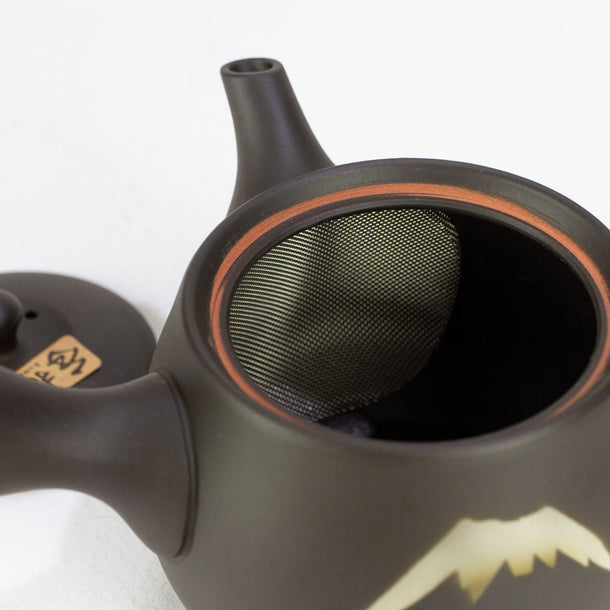 handpainted dark clay japanese teapot made in tokoname Japan