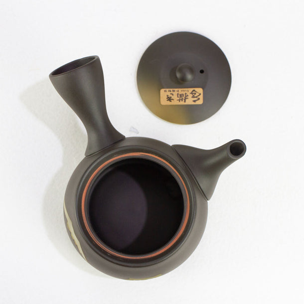 handpainted dark clay japanese teapot made in tokoname Japan