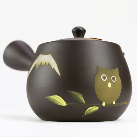handpainted dark clay japanese teapot made in tokoname Japan