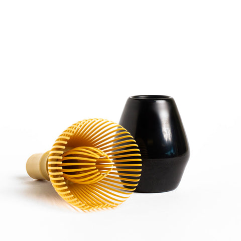 made in Japan resin matcha whisk in ivory colour in original packaging