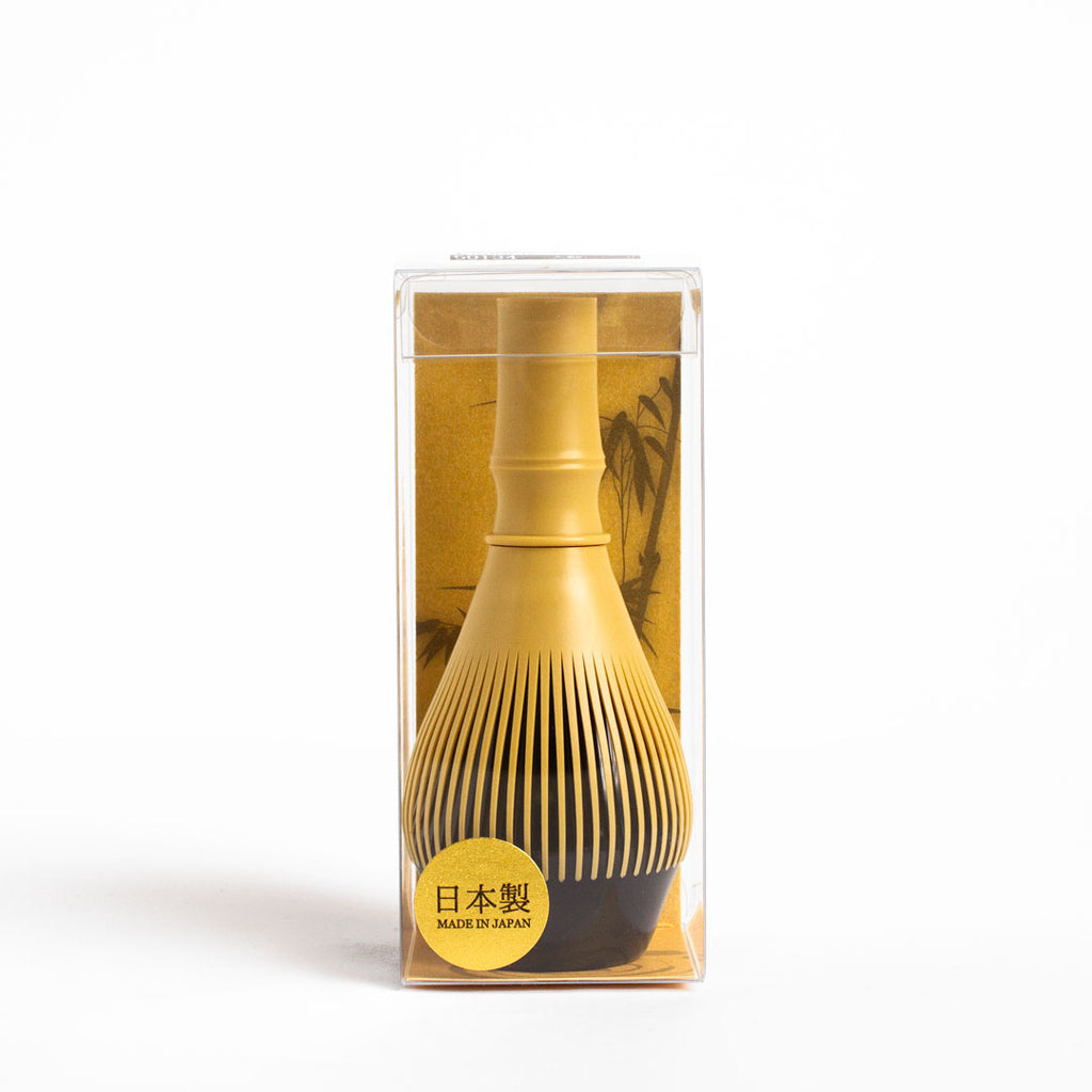 made in Japan resin matcha whisk in ivory colour in original packaging