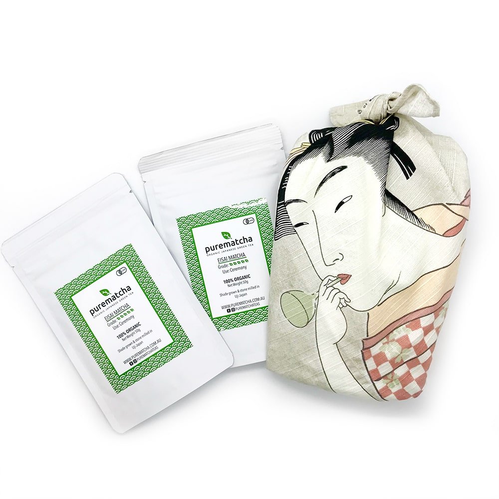 100g EISAI Organic Ceremonial Matcha Furoshiki Wrapped - Purematcha Australia