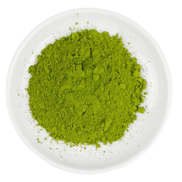 genmaicha matcha powder in white dish by purematcha australia
