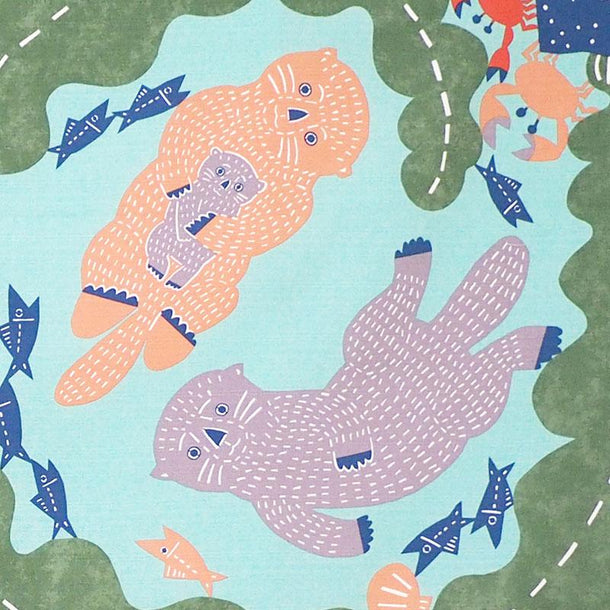 104 KATA KATA Furoshiki Sea Otter Blue - Purematcha Australia