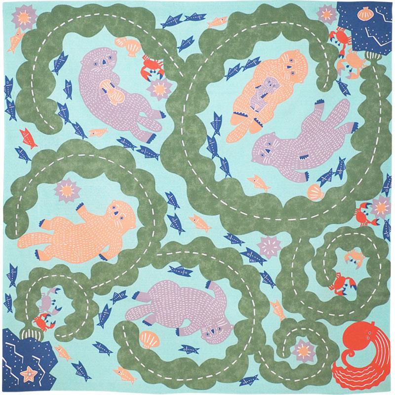 104 KATA KATA Furoshiki Sea Otter Blue - Purematcha Australia
