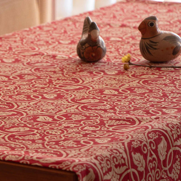 120 Large Shosoin Cotton Arabesque Red Furoshiki - Purematcha Australia