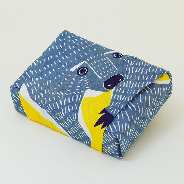50 KATA KATA Furoshiki Bear and Bird Yellow - Purematcha Australia