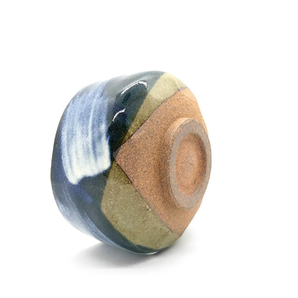 AMAYA Blue Matcha Bowl White Brushstroke CHAWAN - Purematcha Australia