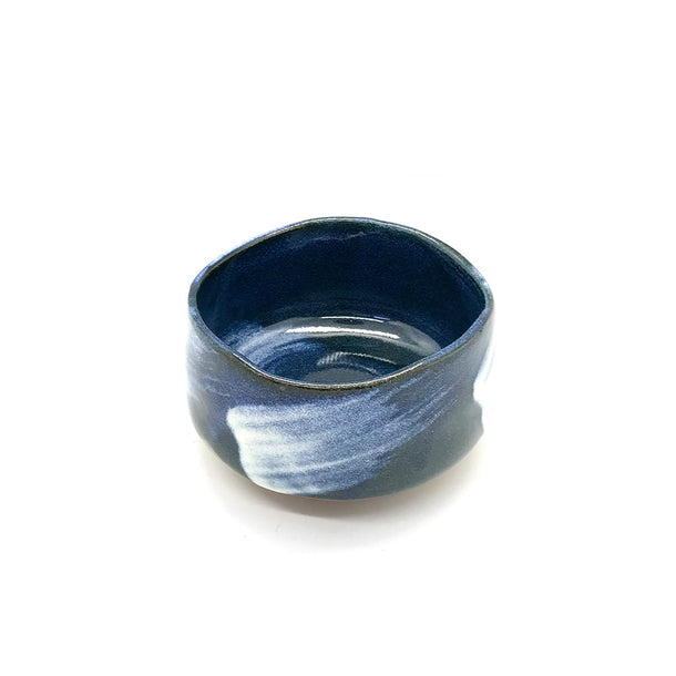 AMAYA Blue Matcha Bowl White Brushstroke CHAWAN - Purematcha Australia