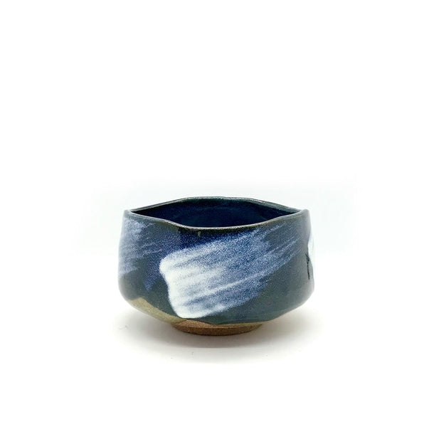 AMAYA Blue Matcha Bowl White Brushstroke CHAWAN - Purematcha Australia