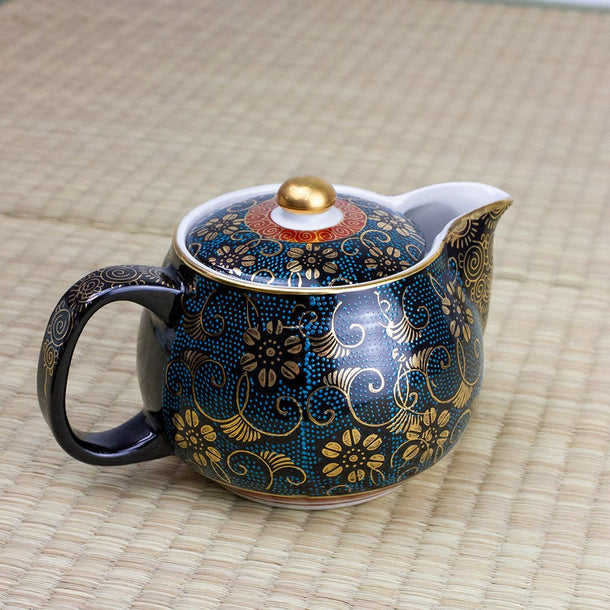 Aochibu Gold-Leaf Kutani Japanese Teapot (360ml) - Purematcha Australia