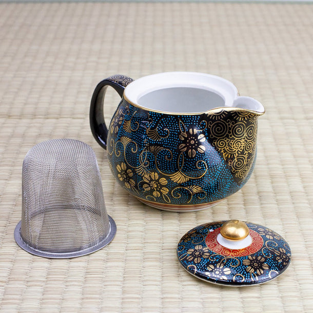 Aochibu Gold-Leaf Kutani Japanese Teapot (360ml) - Purematcha Australia