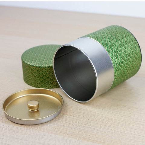 AOMI Green 200g Washi Wrapped Tea Canister (Wide) - Purematcha Australia