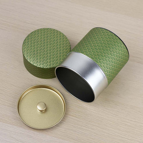 AOMI Green 200g Washi Wrapped Tea Canister (Wide) - Purematcha Australia