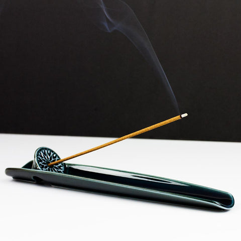 ASUMI Navy Ceramic Japanese Incense Holder (Minoware) - Purematcha Australia