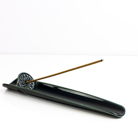 ASUMI Navy Ceramic Japanese Incense Holder (Minoware) - Purematcha Australia