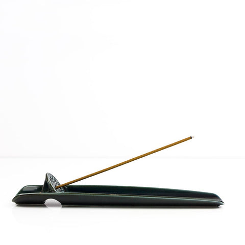 ASUMI Navy Ceramic Japanese Incense Holder (Minoware) - Purematcha Australia