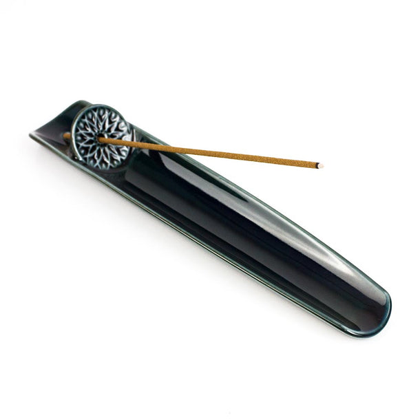 ASUMI Navy Ceramic Japanese Incense Holder (Minoware) - Purematcha Australia