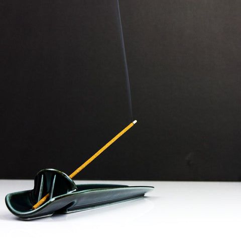 ASUMI Navy Ceramic Japanese Incense Holder (Minoware) - Purematcha Australia