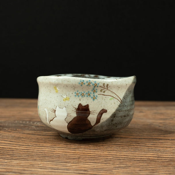 Atelier Yu Cats In Sunny Spot Kutani Matcha Bowl Chawan - Purematcha Australia