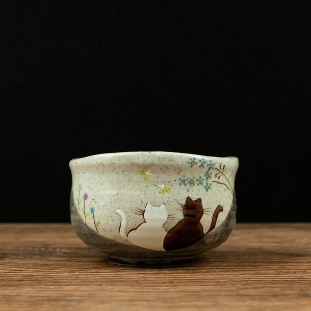 Atelier Yu Cats In Sunny Spot Kutani Matcha Bowl Chawan - Purematcha Australia