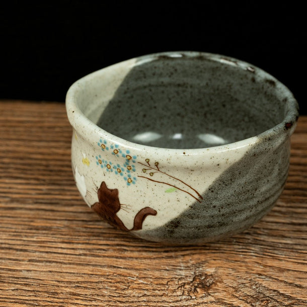 Atelier Yu Cats In Sunny Spot Kutani Matcha Bowl Chawan - Purematcha Australia