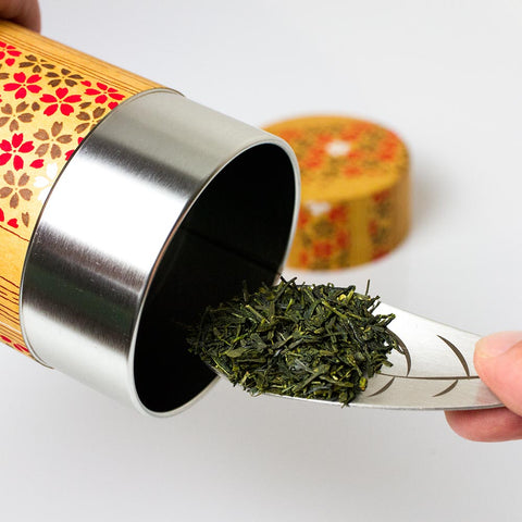 Cha-Saji Tea Scoop With Tea Leaf Motif (Stainless Steel) - Purematcha Australia