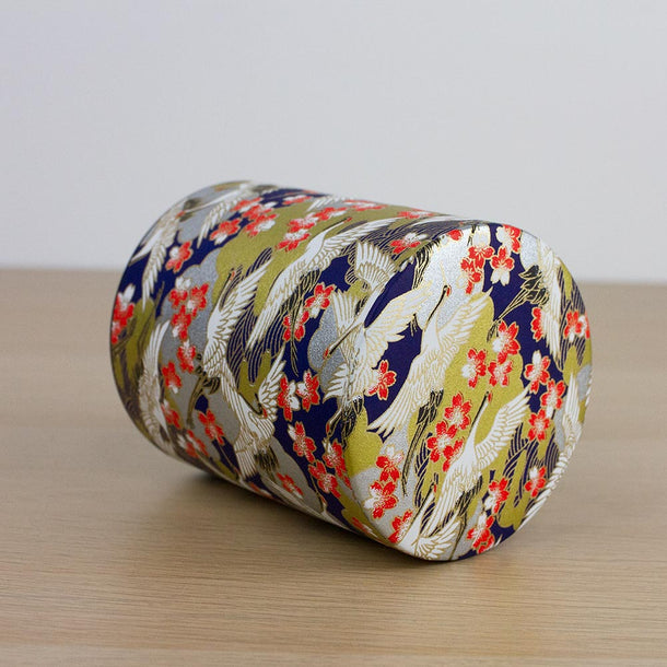 CRANE Blue Japanese Washi Tea Canister 200g (Wide) - Purematcha Australia
