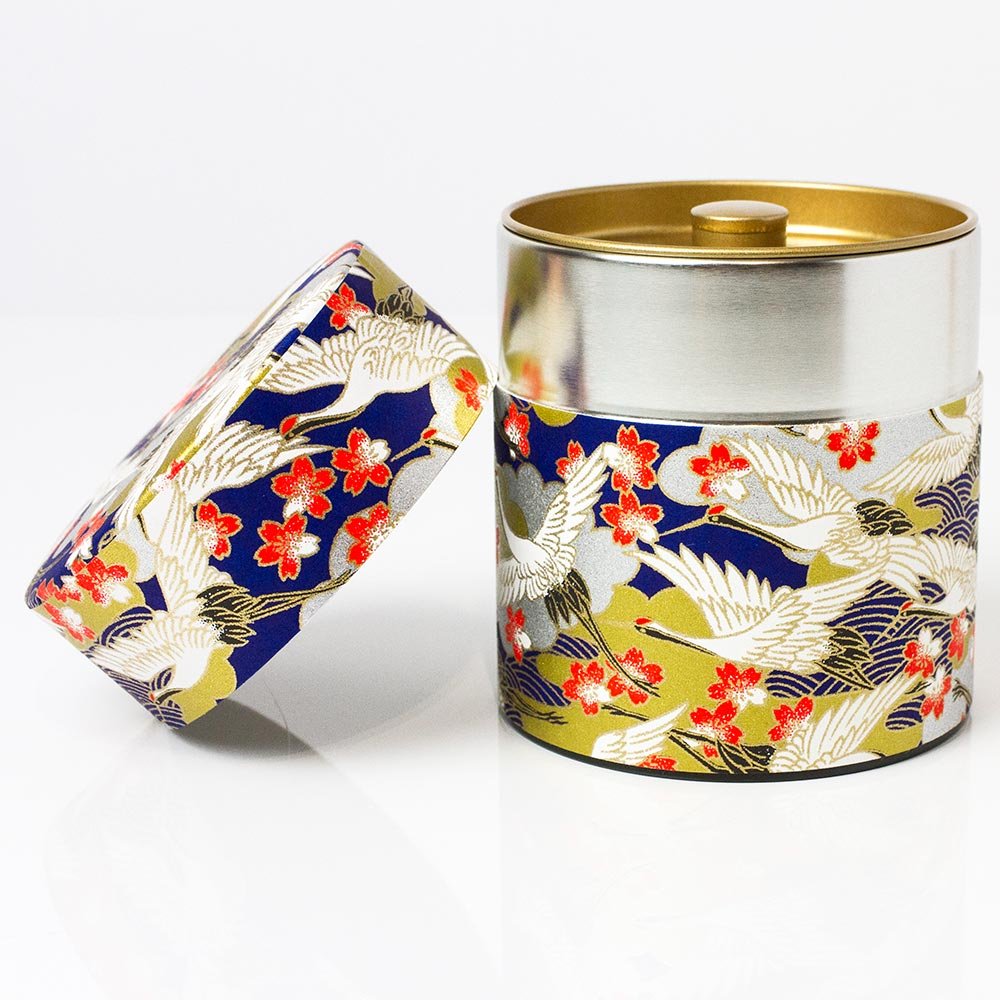 Flying Crane Japanese Tea Canister (150g), Washi Tea Caddy Australia