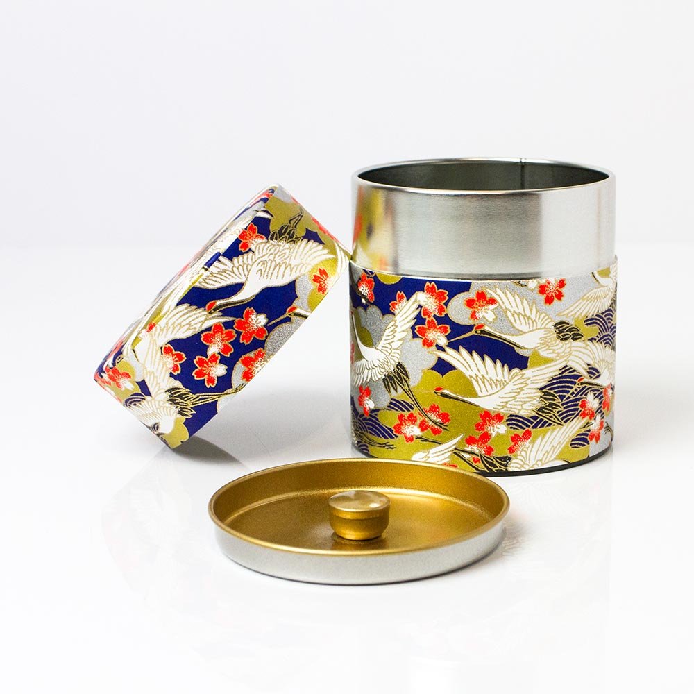 Flying Crane Japanese Tea Canister (150g), Washi Tea Caddy Australia