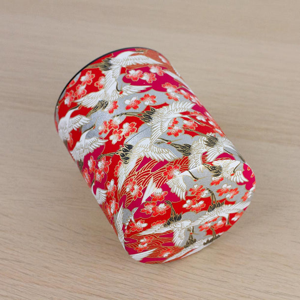 CRANE Red Japanese Washi Tea Canister 200g (Wide) - Purematcha Australia