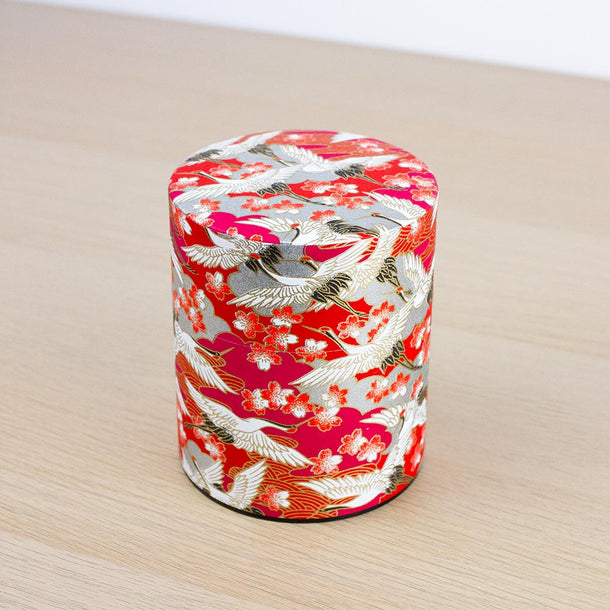 CRANE Red Japanese Washi Tea Canister 200g (Wide) - Purematcha Australia